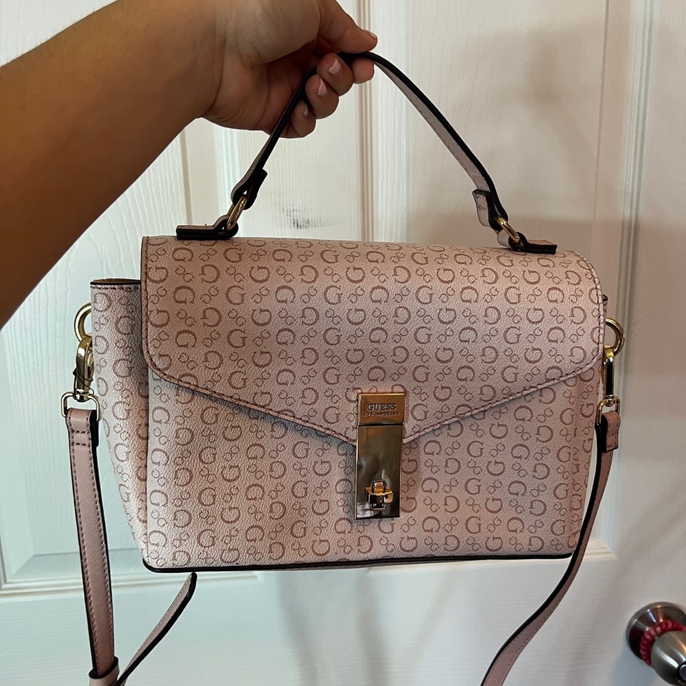 GUESS Light Pink Logo Satchel